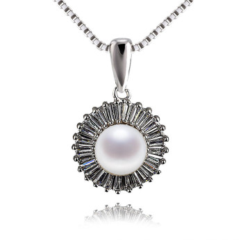 Shining Zircon Beaded Natural Freshwater Pearl Jewelry Pendant